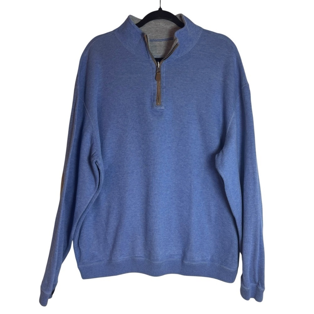 Daniel Cremieux Blue and Gray Reversible Quarter Zip XL Sweater